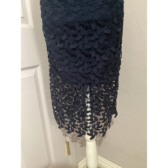 Bardot Gemma Collar Lace Sleeveless Navy Blue Midi Dress 6 - Picture 4 of 12